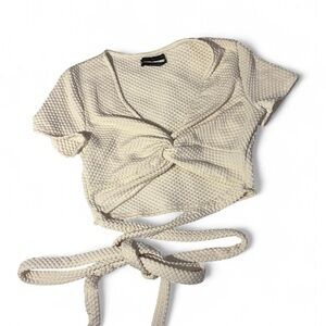 Urban Outfitters Cream Textured Crop Top